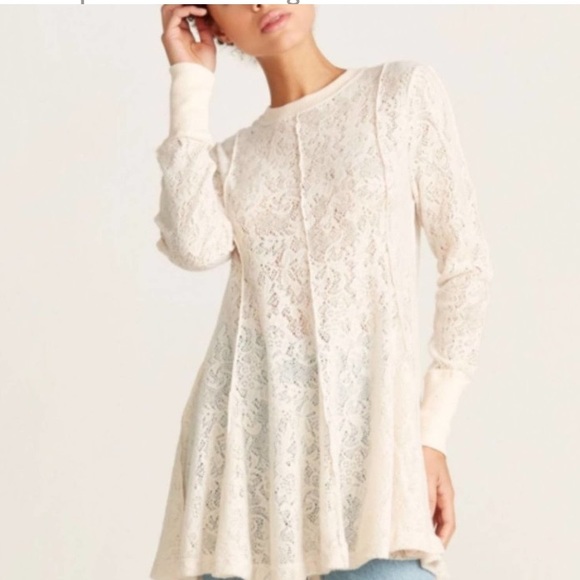 NWT Free People Coffee in the Morning Lace Tunic, Sz Small - Picture 7 of 12